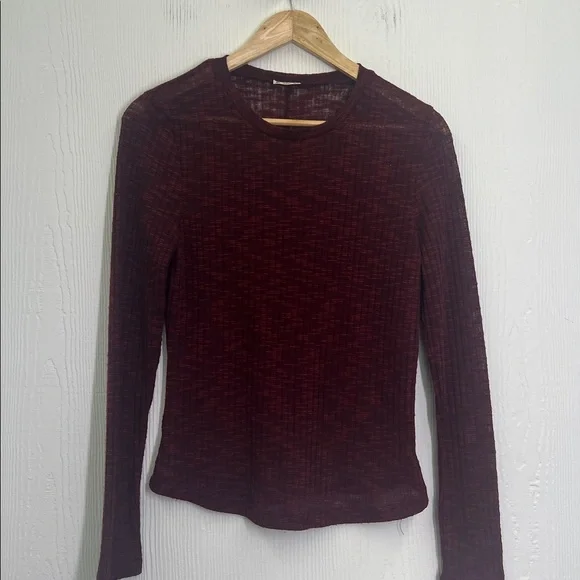 Free People - Aura Wine See Thru Crewneck Long Sleeve Layering Top Size Medium - Picture 7 of 9